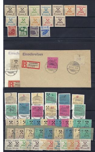 C) Lokalausgaben 1945-50 Großräschen, umfangreiche Partie marken/Belege