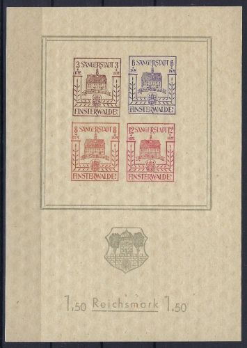 C) Lokalausgaben 1945-50 Finsterwalde Block 2 ** mit verschobenem Druck