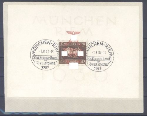DR Block 10 Braunes Band München Riem 1937 SST auf Briefausschnitt