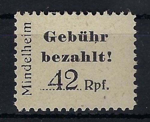 C) Lokalausgaben 1945-50 Mindelheim Mi 2 B ** ME 220€