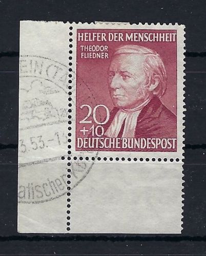 P) Bund Mi 158 ° Eckrand UL mit Formnummer 4
