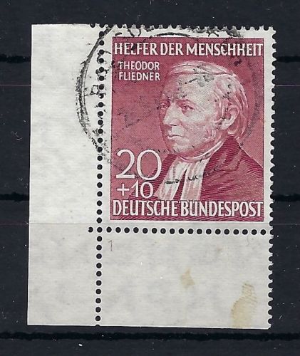 P) Bund Mi 158 ° Eckrand UL mit Formnummer 1