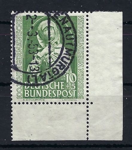 P) Bund Mi 151 ° Eckrand UR, tiefst gepr. Schlegel BPP, gefaltet