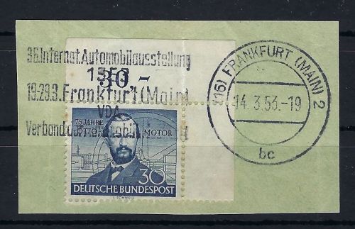 P) Bund Mi 150 ° Eckrand OR auf Briefstück, gefaltet
