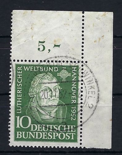 P) Bund Mi 149 ° Eckrand OR, mit Mängel