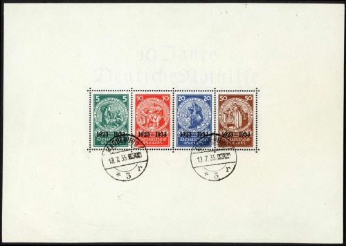 DR Nothilfe 1933, Block 2° Bedarfsstempel, ME 10.000€, FA Schlegel BPP
