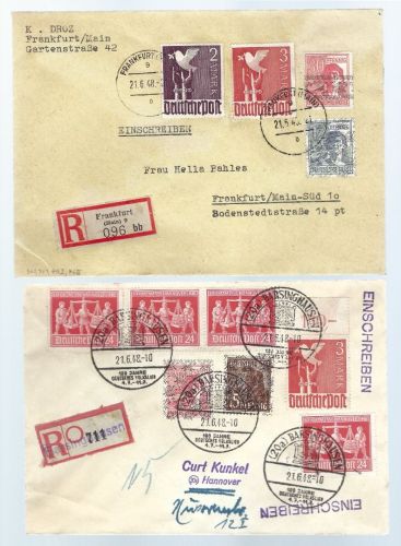 C) Bizone/Gemeinschaftsausgaben, 2 FDC´s R-Briefe echt befördert