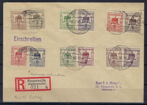 C) Lokalausgaben Finsterwalde Mi 1-12 FDC mit PF 8 II
