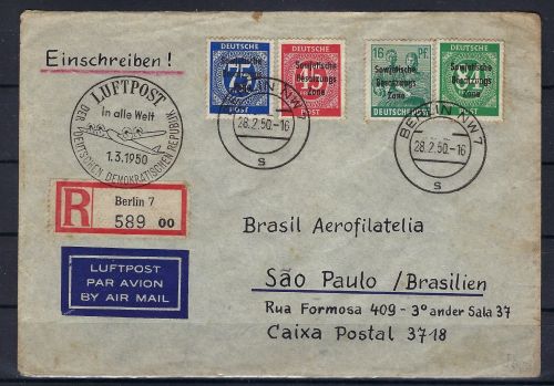 C) SBZ, LuPo vom Letztag 28.2.1950 Berlin n. Sau Paulo Brasilien