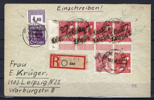 C) SBZ Bezirk 27, Mi 168 V (4), 176 V, R- Brief Letzttag, gp. Modry BPP