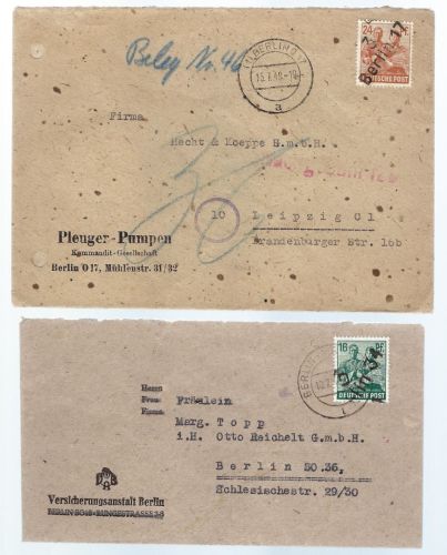 C) SBZ Mi 172I, 174I, je EF , einmal Nachgebühr,vom Letzttag