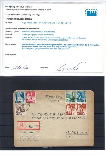 C) Baden Einschreibebrief Überlingen ü. Ney York n. Sidney (Ohio)