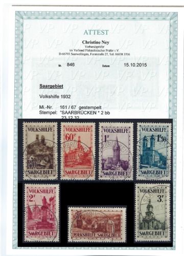 Saargebiet Mi 161-167 °, Luxus Satz, ME 650€, FA Ney VP