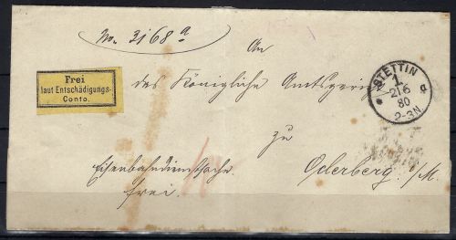 DR Dienst Mi I auf Brief von Stettin n. Oderberg in der Mark, ME 400€