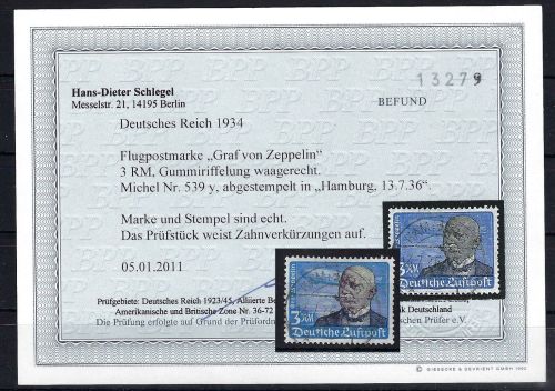 DR Mi 539 y °, ME 600€, Befund Schlegel BPP