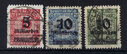 DR Mi 334-336 B °, ME 420€, gepr. Winkler / Peschl / Infla Berlin