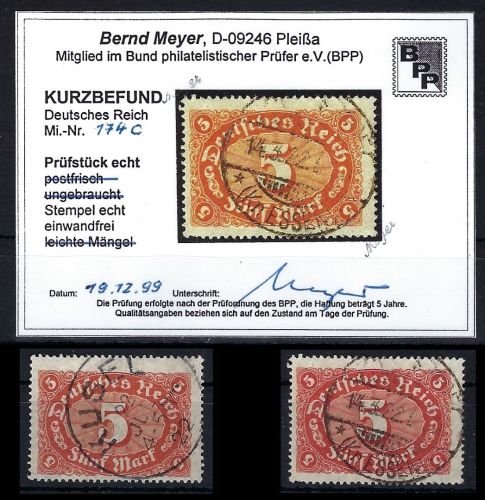 DR Mi 174 b ° gepr. infla Berlin, 174 c KB Mexer BPP, ME 292€