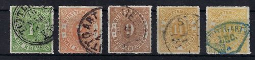 Württemberg Mi 36a, 37a, 40a, 41a (2), ME 343€, je gepr. BPP / signiert