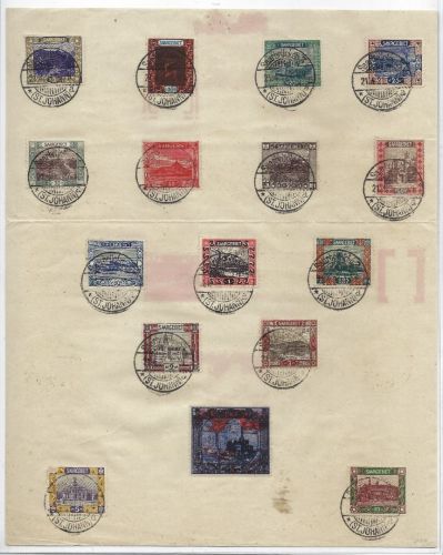 Saargebiet Mi 53 - 69 A ° (ohne 58) auf Papierunterlage
