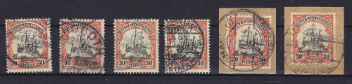 C) DSWA Mi 28 x ° / Briefstücke, teils gep. Jäschke-L. BPP