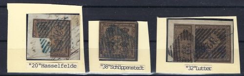 C) Braunschweig Mi 9 3/4 Gr. auf ∆, 4/4 Gr., 4/4 Gr. + 2/4 Gr. auf ∆