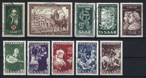 Saarland Jahrgang 1951 °, ME 325€, 304, 305, 309-313 je gepr. Ney VP