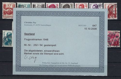 Saarland Mi 239-254 °, ME 65€, 252-254 mit KB Ney VO