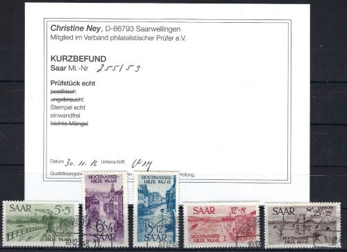 Saarland Mi 255-259 ° einwandfrei, ME 500€, KB Ney VP