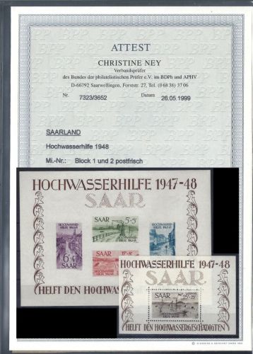 Saarland Block 1-2 ** , ME 1.700€, mit FA Ney BPP