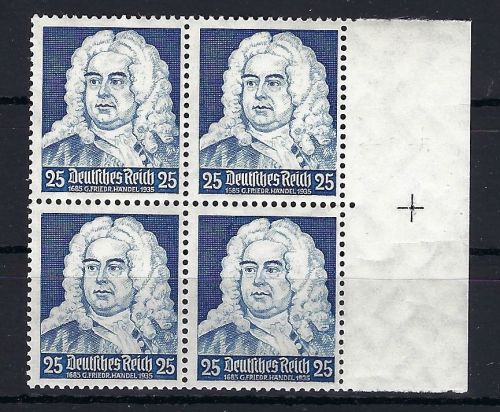 DR Mi 575 ** 4er-Block linker Rand mit Passerkreuz