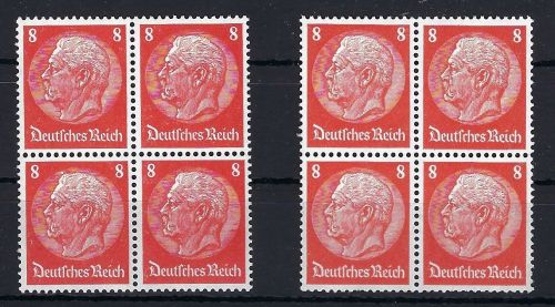 DR Mi 485, 517 je ** im 4er-Bl. mit je 4x PF I, gp. Schlegel BPP, ME 300€