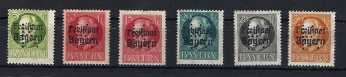 Bayern Portofreiheitsmarken, für Kriegsgeschädigten, Mi 1-6 *