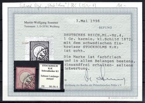DR Mi 4 mit K1 Stockholm, Befund Sommer BPP, seltene Entwertung