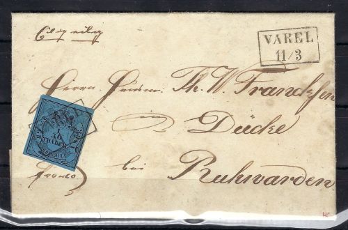Oldenburg Mi 2 IV, Varel, n. Ruhwarden (seltene Destination)