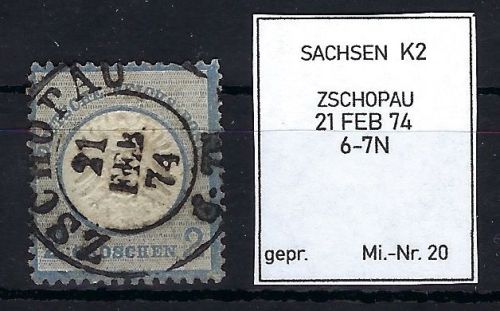 DR Mi 20 ° zentr. gest. Zschopau (Sachsen), gep. Krug BPP