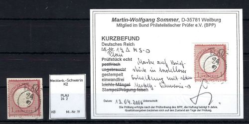 DR Mi 19 auf ∆ mit Mecklenburg-Schwein Stemp. K2 Plau