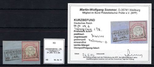 DR Mi 19 Luxus ∆ mit besserem Ra3 Königsberg in Preussen