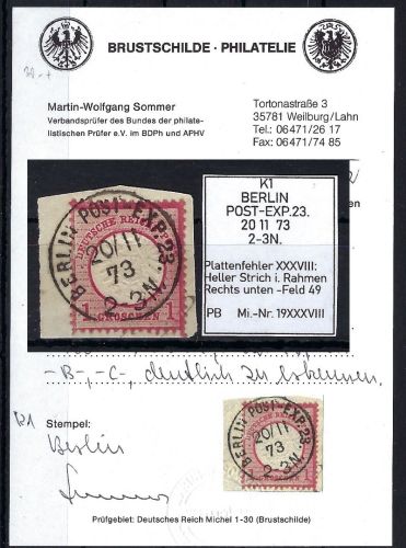 DR Mi 19 PF XXXVIII auf Luxus ∆ mit Befund Sommer BPP