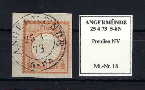 DR Mi 18 Luxus Briefstück mit Preußen Stemp. Angermünde
