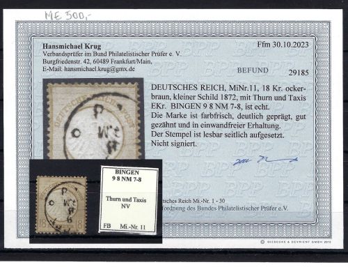 DR Mi 11 ° einwandfrei, ME 500€, Befund Krug BPP
