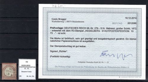 DR Mi 27b ° mit Befund Brugger BPP, sehr gute Qualität