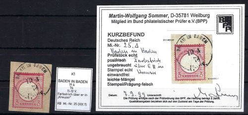 DR Mi 25 Luxus ∆, Farbfleck über ER in Kreuzer