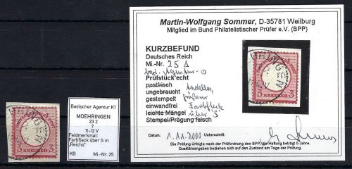DR Mi 25 auf Luxus ∆, großer Fleck ü. S in Reichs