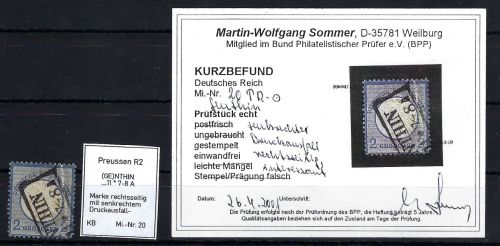 DR Mi 20 °, rechts teilweise mit senkrechtem Druckausfall