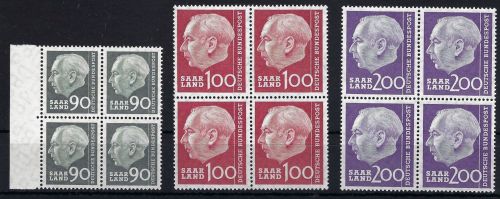 Saarland Mi 397-399 ** je im 4er-Block ungefaltet