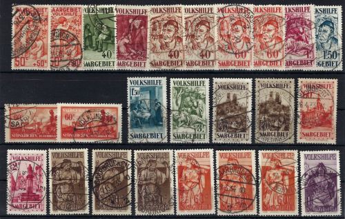 Saargebiet gestempelte Zusammenstellung aus Mi 123-173