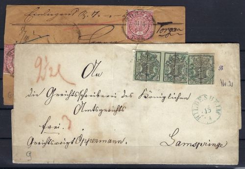 C) Hannover 2 Briefe mit Mi 2 (3 mit Paar) und Nachverw. auf NDP
