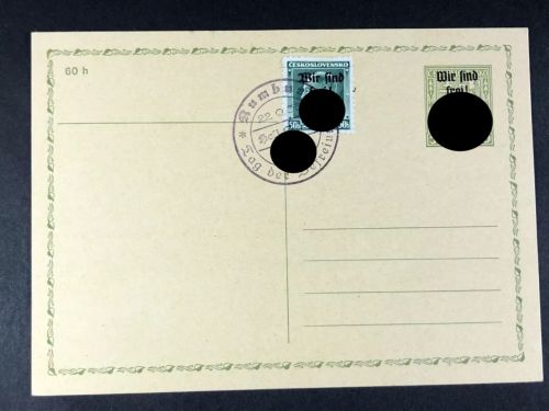 P) Sudetenland / Rumburg Mi 7 auf P 7 mit Befreiungsstempel