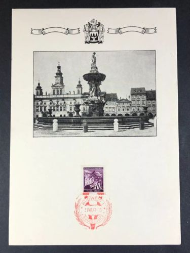 P) Böhmen und Mähren Sonderblatt mit Viktoria Stempel Budweis 1 1941