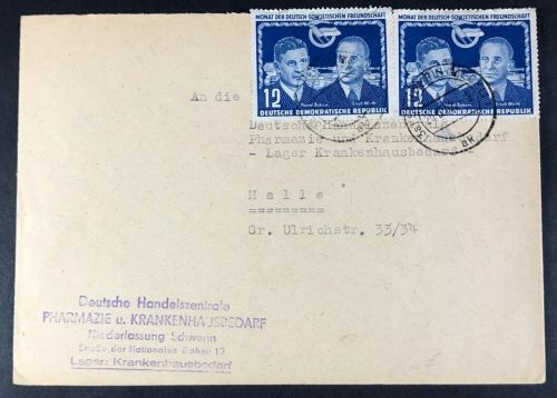 P) DDR Mi 296 (4) MeF Firmenbrief Berlin n. Halle